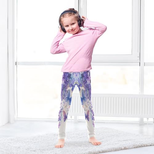 Boccsty Watercolor Light Purple Butterflies Girls Leggings Kids Yoga Pants Dance Active Tights 4T4