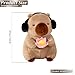 MBNKMEBU Capybara Stuffed Animal Capybara Plush Toy with Headphones and Pink Rose, Capybara Plush Soft Capybara Plush Doll Pillow Home Birthday Decorations Gifts for Kids Girls and Boys15 inch
