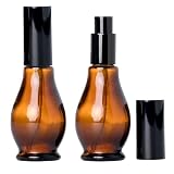 Elandy2 botellas vacías rellenables de cristal ámbar con forma de cucurbita de color ámbar para loción y cosméticos, ]