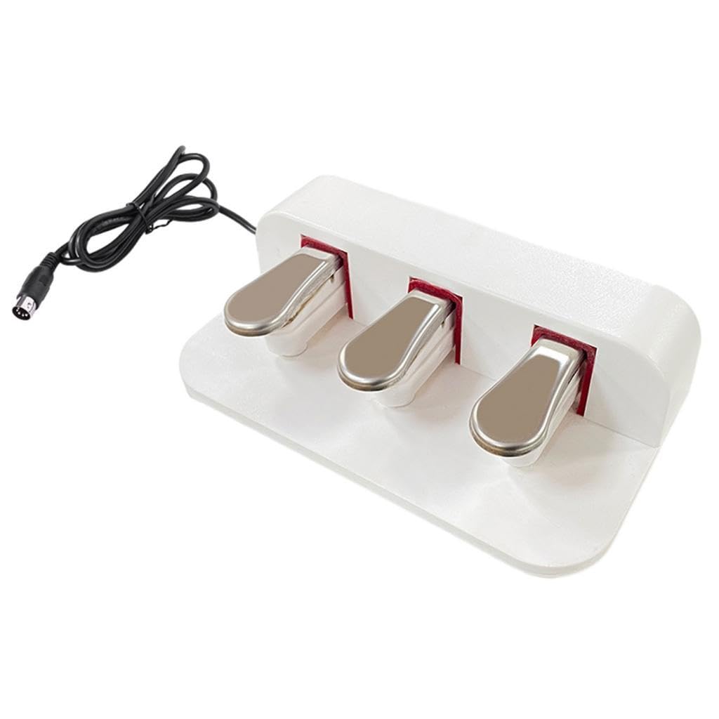Pédale de sustain antidérapante triple pédale pour clavier piano électrique Performance Blanc 30 x 7,5 x 17 cm