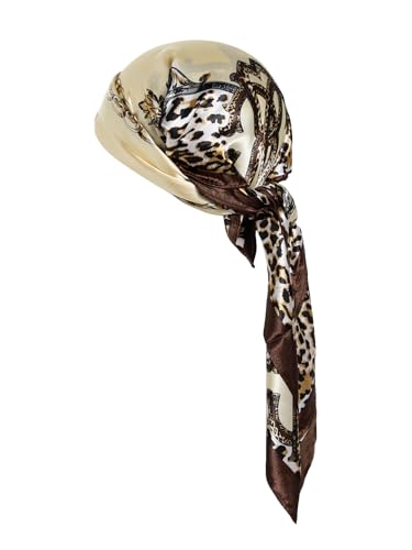 Floerns Women's Large Square Scarf Leopard Headscarf Silk Bandana Hair Scarves2