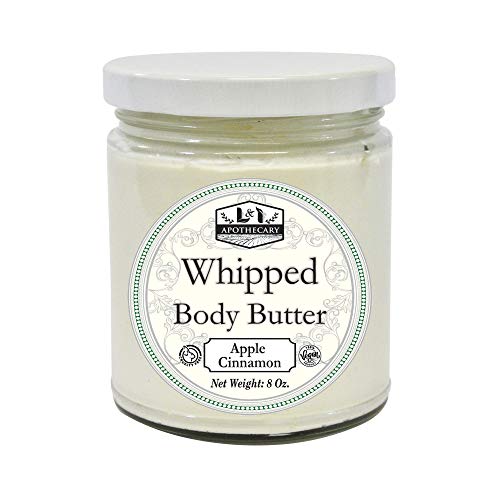 8 Oz. Ultra Whipped, Luxury Apple Cinnamon Body Butter - Made with organic shea butter, cocoa butter, coconut oil & essential oil for ultimate skin hydration experience
