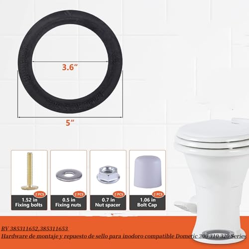 Image of Premium RV Toilet Seal - Compatible with 300 /310 /320, Flawless Replacement for 300 310 320 Toilets, Includes Repair Kit