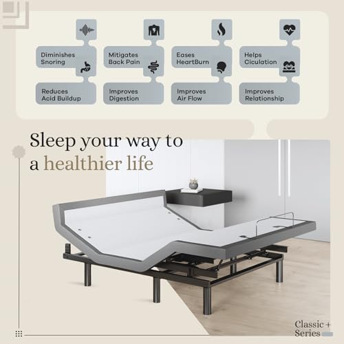 Image of Sven & Son Harmony Adjustable Bed Base, Head and Foot Lift, Massage, Under-Bed Lights, USB, Memory, Zero Gravity Smart Frame - Queen