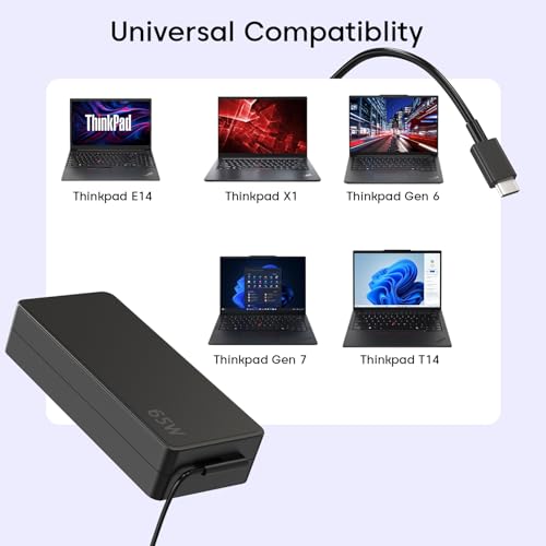 Image of 65W 45W USB C Lenovo Original ThinkPad Laptop Charger for T14 T15 T16 gen 1 gen 2 X1 Yoga L13 7i C740 Computer AC Power Adapter for ThinkPad T480 T490 P52s Chromebook 2nd Gen(with Power Cable)