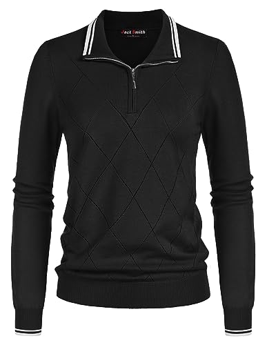 Image of JACK SMITH Quarter Zip Pullover Sweaters for Womens, Rib Polo Sweater Tops