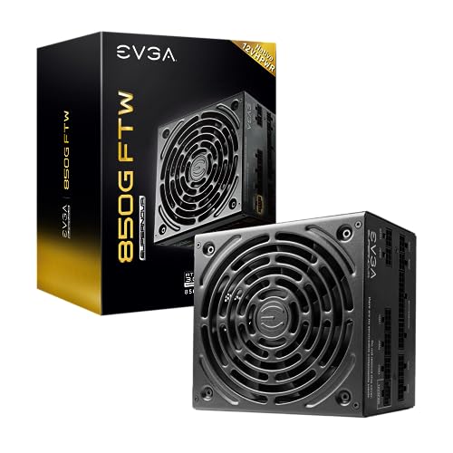 EVGA Supernova 850G FTW ATX3.0 & PCIE 5, 80 Plus Gold Certified 850W, 12VHPWR, Fully Modular, ECO Mode with FDB Fan, 100% Japanese Capacitors, Compact 150mm Size, Power Supply 535-5G-0850-K1