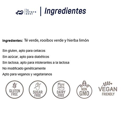 LA TETERA AZUL Organic Antiox. Té verde, rooibos verde y hierba limón. Essential Collection. 20 Bolsitas De 1,5 Gramos… - Imagen 3