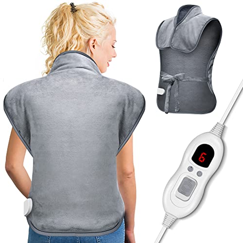 OLEKE Almohadilla Eléctrica Térmica con 6 Niveles de temperatura 8 Ajustes de Tiempo Calentamiento Rápido Mantas Eléctrica para dolor Espalda Cuello Automático Apagado Franela en Oficina Hogar Lavable Cover