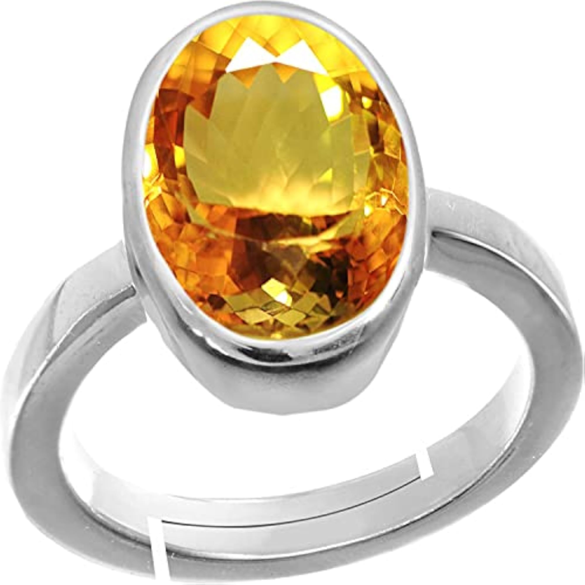 Citrine Silver Plated Adjustable Ring, 12.25 Ratti