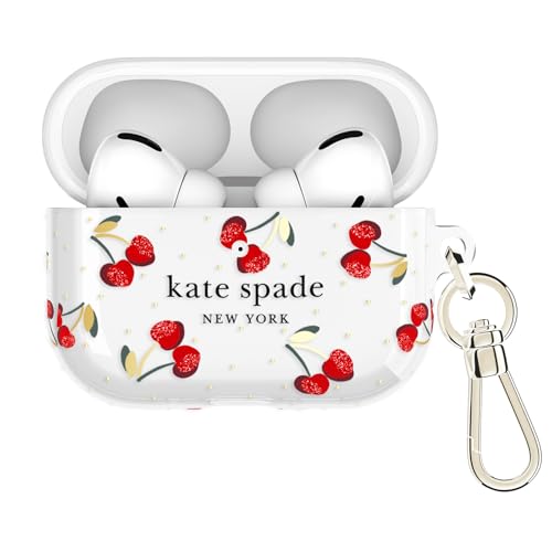 Image of kate spade new york AirPods Pro 3 Protective Case with Keychain Ring Clip - Cherry Dot, Compatible with AirPods Pro 3rd Generation