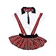 HOTSO Sexy Damen für Frauen Roleplay Erotik Reizwäsche mit Karierte Minirock Nachtwäsche Set V-Ausschnitt Rollenspiel Faltenrock Plaid Rock Costume Schottisches Tartan Karo Nachtwäsche