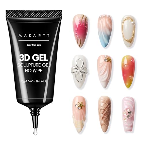 Makartt 3D Gel Nail Art - 30g Sculpting Gel Glue for Drawing Molding Sculpture Gems & Decoration Clear No-Wipe Gels Polish for DIY Nail Designs