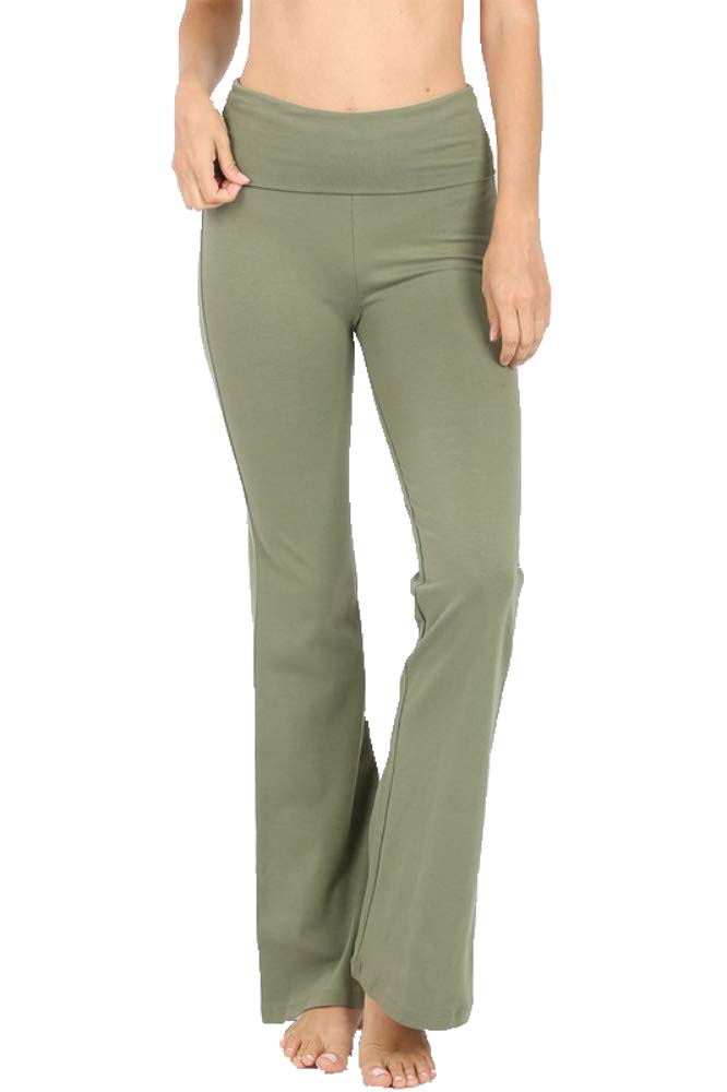 Zenana Women Fold Over Waist Cotton Stretch Flare Leg Boot