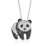 Ross-Simons 0.10 ct. t.w. Black and White Diamond Panda Pendant Necklace in Sterling Silver. 18 inches