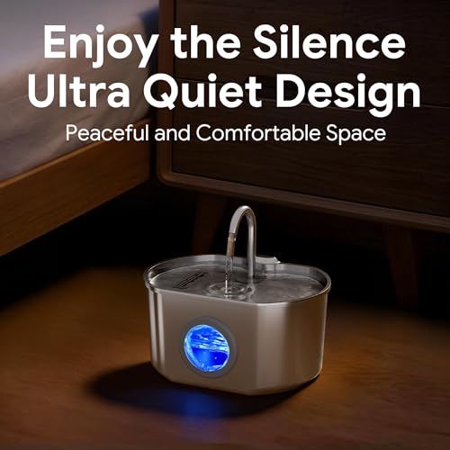 Neareal Stainless Steel Cat Water Fountain 74oz with Quadruple Filtration — view 4
