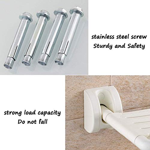 Tabouret mural pliable avec pied - Siège de douche blanc robuste pour senior