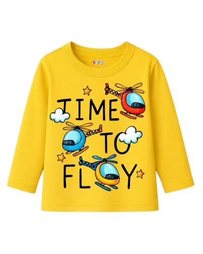 Image of Boys Full Sleeve T-Shirt Combo Pack of 5 | Cotton Printed T-Shirts for Kids | Round Neck Graphic T-Shirts for Casual Summer Wear