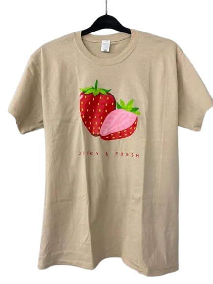 T-shirt à manches courtes femme imprimé fraise col rond haut d'été décontracté