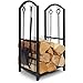 Juvale Firewood Rack with Fireplace Tools, Log Holder for Indoor Outdoor Fire Pit Accessories (15 x 29 x 13 In)
