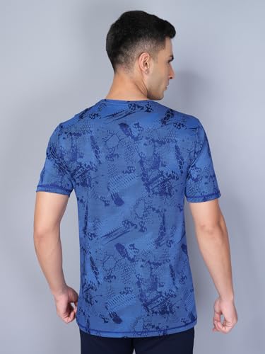 Image of TECHNOSPORT Men Polyester Regular Fit Half Sleeve Jacquard T-Shirt with Double Cool, Quick Dry & Anti Microbial for Sports, Running & Casual Use