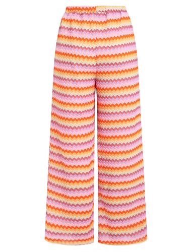 Image of ZAFUL Womens Beach Cover Up Pants Sexy Crochet Drawstring Elastic Boho Swimsuit Cover Up Long Pants Beach Wear