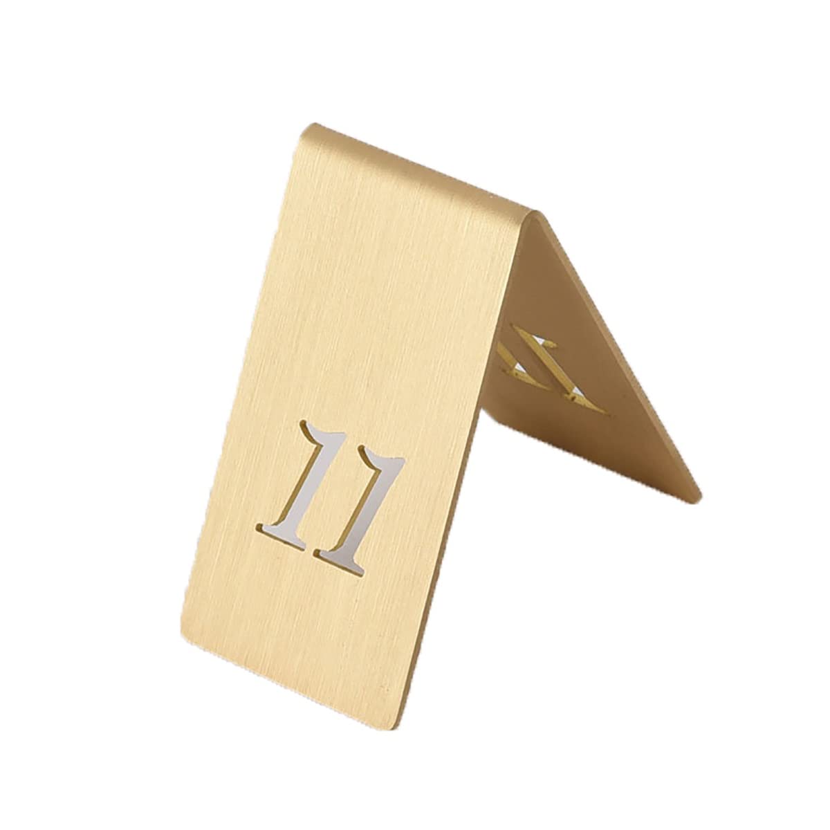 SaryEdge Brass Tent Style Table Numbers Restaurant, Cutout Vertical Brass Number Plate, 40á65mm Stackable Place Cards Wedding Reception Restaurant Party Cafes,One Color-Number 11
