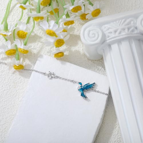 Image of 925 Sterling Silver Anklet Foot Bracelet with Crystal from Austria, Anklet Jewelry Gifts for Women 11 Inch Adjustable