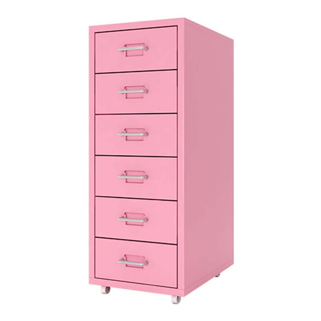 Aioneer Pink 6 Tier Lockable Steel Mobile File Cabinet With Strong Bearing Capacity-28X41x67cm