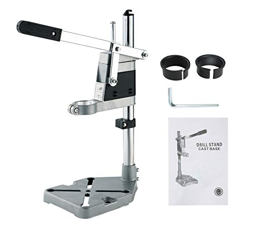 NATGAI Adjustable Drill Press Stand for Drill Workbench Repair Tool Universal Bench Clamp Support Tool, Drill Press Table, Drill Stand for Hand Drill Single Hole Aluminum Base (1 Mounting Hole)