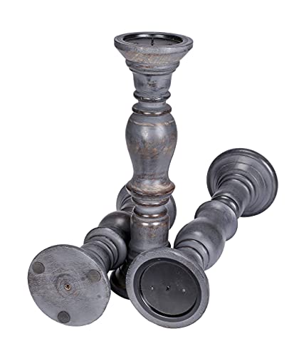 Set-of-3-Wooden-Pillar-Candle-Holders-Ideal-for-LED-and-Pillar-Candles-Gifts-for-Wedding-Party-Home-Spa-Reiki-Aromatherapy-Votive-Candle-Gardens-16-Inch-14-Inch-and-12-Inch-Dark-Grey Set of 3 Wooden Pillar Candle Holders Ideal for LED and Pillar Candles Gifts for Wedding Party Home Spa Reiki Aromatherapy Votive Candle Gardens 16 Inch 14 Inch and 12 Inch Dark Grey