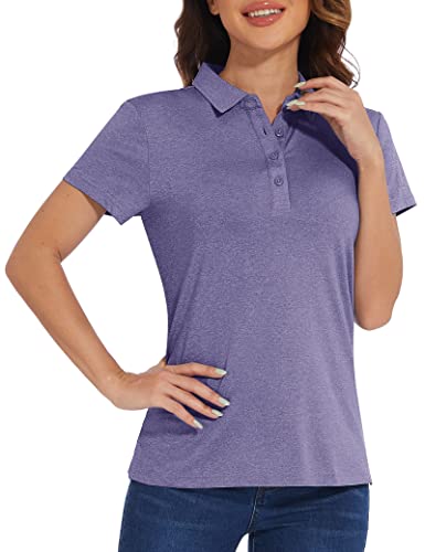 Magcomsen Rash Guard For Women Golf T Shirts Quick Dry Stretch Polo Shirt For Outdoor Workout Fitness Leisure T-Shirt Purple, L #TOP1