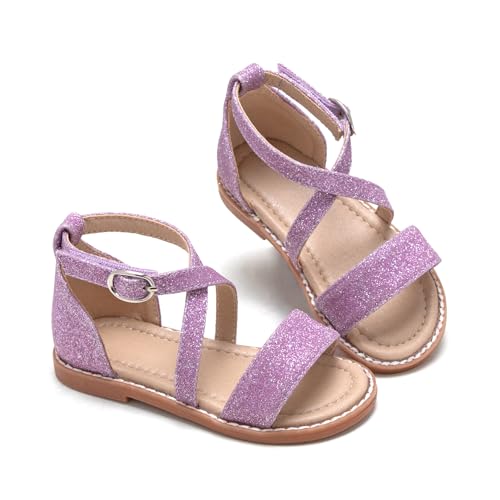 Image of ESTINE Toddler /Little Kid Girls Dress Cross Strappy Open Toe Sandals Princess Flats Summer Flower Girl Shoes