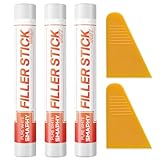 White Wood Filler Sticks 3 Pack – Quick Fix Stick for Nail Holes, Dings, Scratches in Baseboard, Cabinet, Furniture, Wall & Door - Wood Repair Putty Wax Pen for Renters & Movers - Pure White