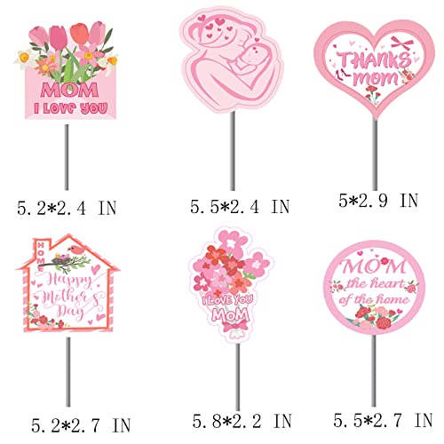 24 Pack Mothers Birthday Cupcake Toppers For Moms Day Party Mothers Birthday Decoration Love Mom Themed Pink Gift #TOP1
