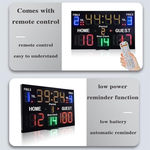 Marcador digital para baloncesto con control remoto y altavoz miniatura 3