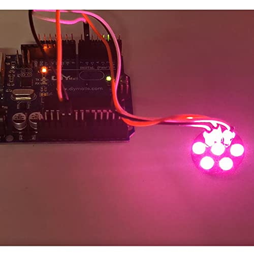 Image of 7 X WS2812B RGB LED Ring 7 Bits WS2812 5050 Lamp Light with Integrated Drivers, Full Color, Individually Addressable for Arduino ESP8266 Raspberry Pi ESP32 (Pack of 5pcs)