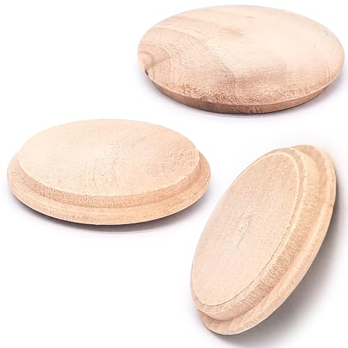 Image of 20pcs 40mmx35mm /1.5''x1.3''(Cover DiaxHole Dia) Stair Plugs,Beech Wood Screw Hole Covers,Button Top Screw Hole Plugs,Decorative Wooden for Woodworking