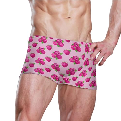 Pink Raspberries Fruit Mens Swim Trunk Swimwear Bathing Suit Swim Brief Square Leg Board Short S B04051273