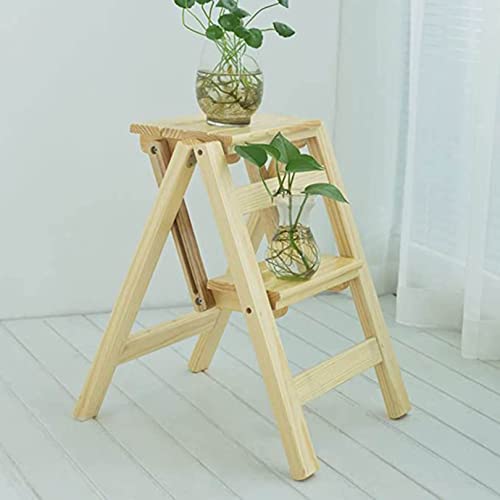 Taburete plegable multifunción de madera con 2 escalones portátiles 4