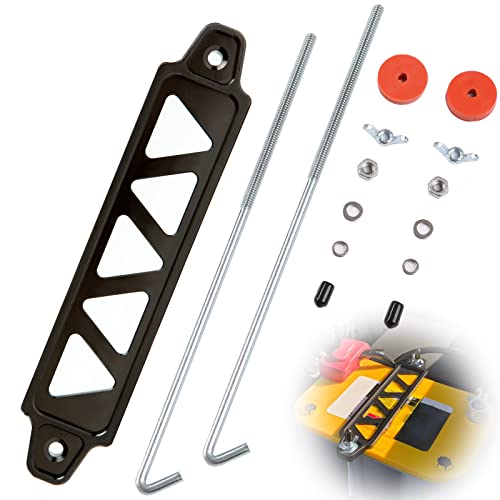 Battery Hold Down Bracket Aluminum Alloy Battery Tie Down Bracket Battery Tray for Car Battery Mount Bracket Hold Lock Accessories Car Battery Lock Down- with 10inches J Bolts (Black)