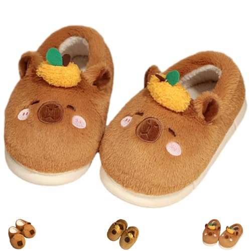 Cute Indoor Capybara House Plush Slides For Women - Soft Thickened Warm Plush Foot-Wrapped Capybara Shoes