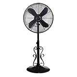 DecoBREEZE Adjustable Height Oscillating Outdoor Pedestal Fan, 18 In, Ebony