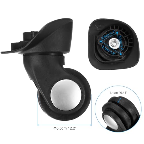 PATIKIL Luggage Wheels Replacement, 1 Pair Suitcase Wheels Caster Repair for Left & Right Swivel Wheel, Black (3.1x3.1x2.7/1.2x1.2x1.1 Inch)2