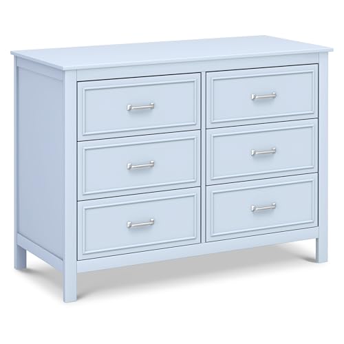 Image of DaVinci Charlie 6-Drawer Baby Dresser - Wooden Double Chest of Drawers for Kids, Boys and Girls - Multi-Purpose Storage for Bedroom, Nursery, Living Room & Hallway, Easy to Assemble - Powder Blue