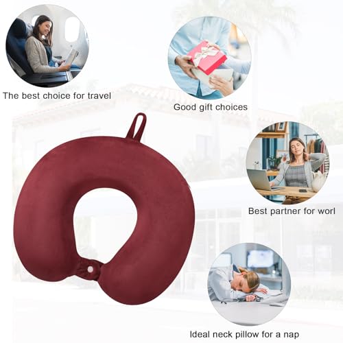 Image of Travel Neck Pillow Memory Foam U Shape Neck Pillow for Travel Pillow Comfortable Head Neck Support Airplane Pillow for Traveling Car Home Office Travel Neck Flight Pillow