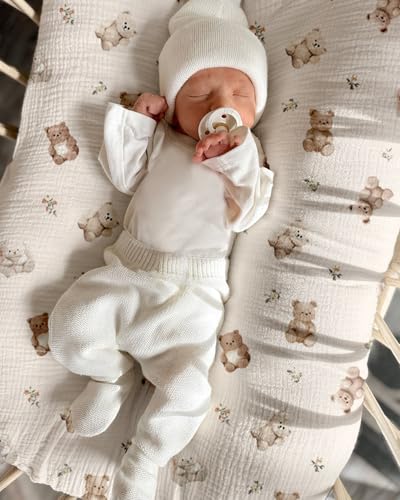Image of Muslin Baby Lounger Cover 2 Pack, Soft Breathable Newborn Lounger Pillow Cover for Boys Girls Infant (Teddy & Friends)