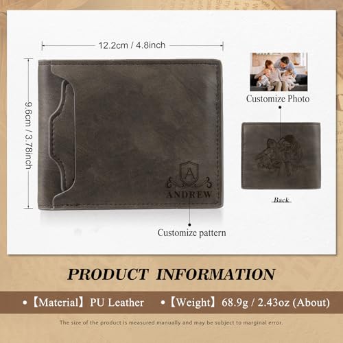 Personalized Wallet for Men: Leather Custom Name Wallets - Gift for Husband Boyfriend or Dad - Birthday Christmas Mens Gifts (Dark Brown)2