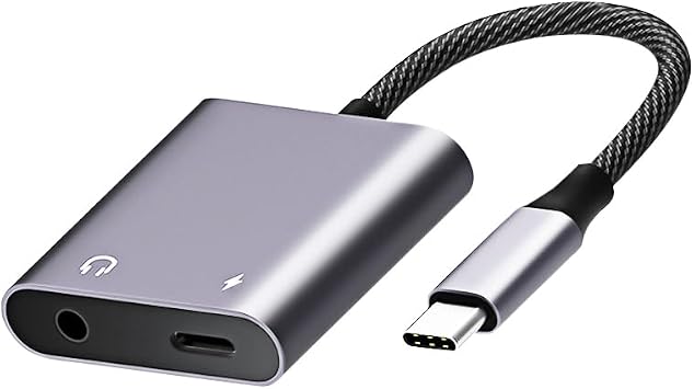 KASOTT USB C to 3.5mm Audio Adapter and Charger, High Definition 24bit/96kHz, 2 in 1 Type C to Aux Headphone Jack Dongle Cable Cord with PD 60W Fast Charging for iPhone 16/15, Galaxy S25Ultra, iPad