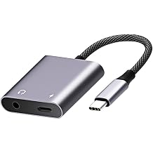 KASOTT USB C to 3.5mm Audio Adapter and Charger, High Definition 24bit/96kHz, 2 in 1 Type C to Aux Headphone Jack Dongle Cable Cord with PD 60W Fast Charging for iPhone 16/15, Galaxy S25Ultra, iPad